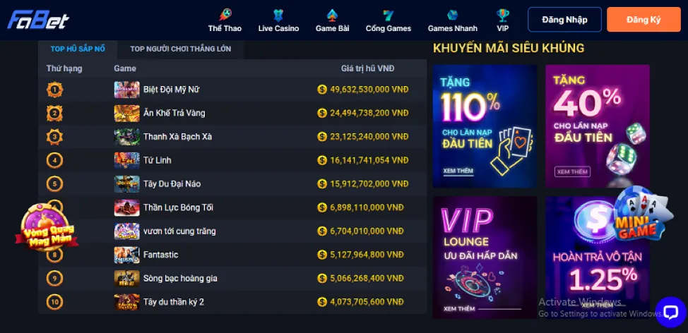 Hoàn trả thua cược VN333 Win